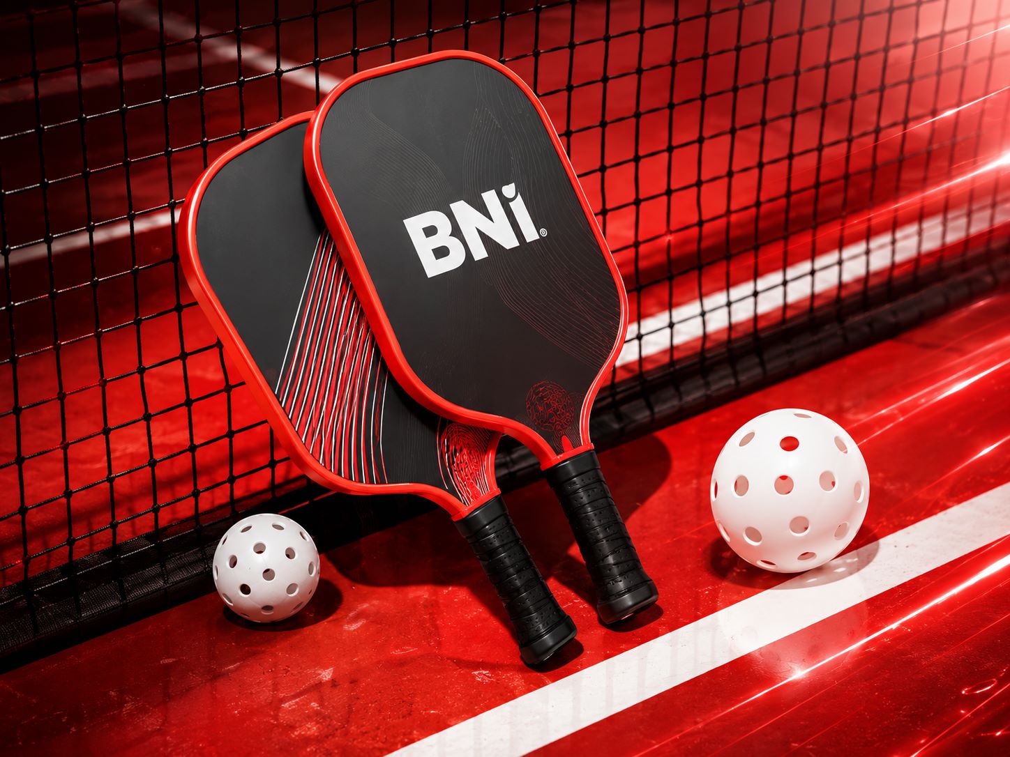 Vợt và bóng Pickleball mang nhận diện BNI