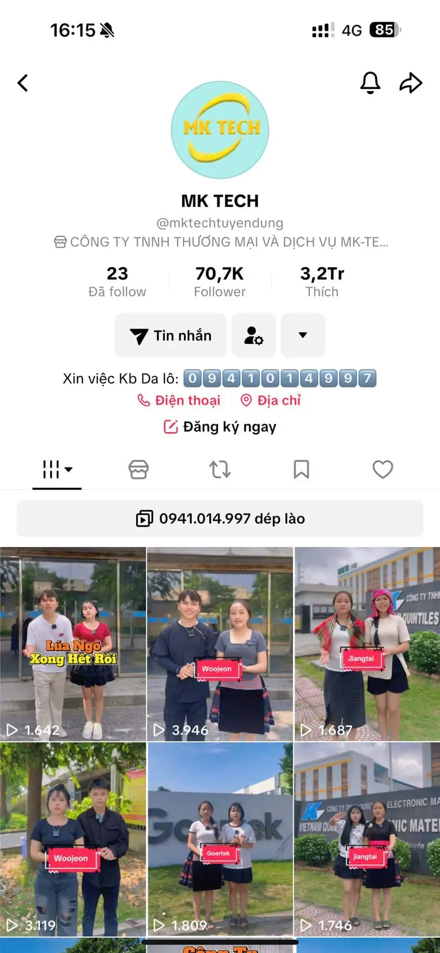 Kênh tiktok MK TECH