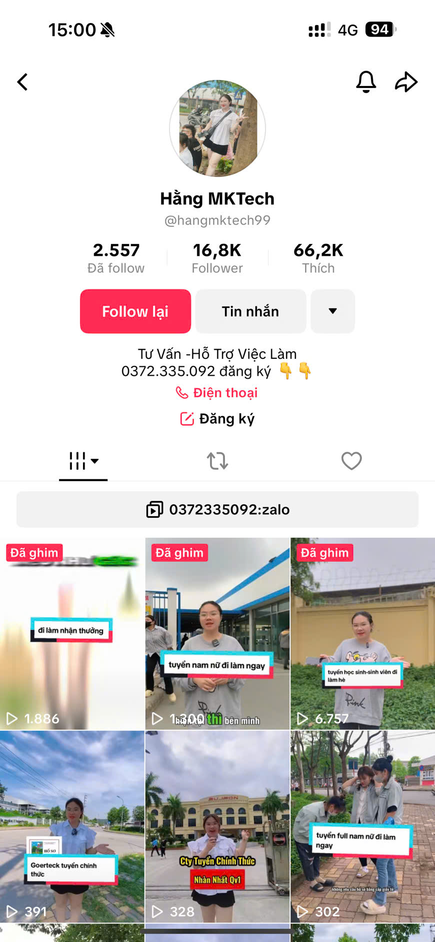 Kênh tiktok Hằng MKTech