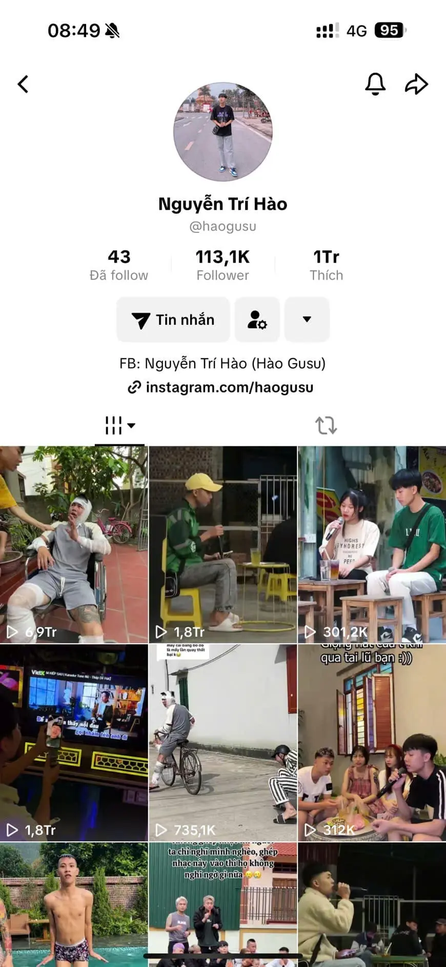 Kênh tiktok Nguyễn Trí Hào